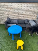 Loungeset met plastic tafel en krukje, Ophalen, Gebruikt, Rond, Plastic