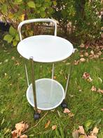 Serveerwagen van chroom  en 2 ronde glasplaten, Huis en Inrichting, Tafels | Sidetables, Ophalen, Rond