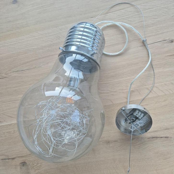 Hanglamp Gloeilamp Design, Huis en Inrichting, Lampen | Hanglampen, Zo goed als nieuw, Minder dan 50 cm, Glas, Metaal, Ophalen