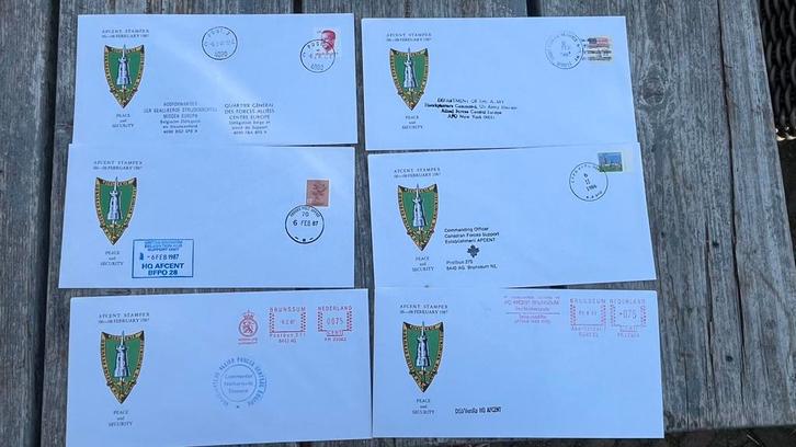 Veldpost 1e dag enveloppes AFCENT BRUNSSUM 1986 6 stuks, Postzegels en Munten, Postzegels | Eerstedagenveloppen, Nederland, Ophalen of Verzenden