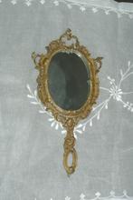 Messing handspiegel met engel Art Nouveau stijl, Antiek en Kunst, Antiek | Spiegels, Ophalen, Ovaal, Minder dan 50 cm, Minder dan 100 cm