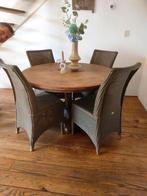 Kloostertafel eethoek compleet Lloyd Loom, Ophalen of Verzenden, Zo goed als nieuw, 4 tot 6 stoelen
