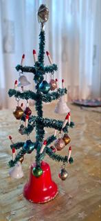 Mini oud/vintage chenille kerstboompje ,orginele versiering, Diversen, Kerst, Ophalen of Verzenden