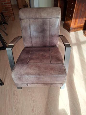 Industriële leren fauteuil - Taupe beschikbaar voor biedingen