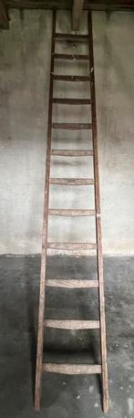 Antieke Originele Oude Decoratie Houten LADDER + Typeplaatje, Doe-het-zelf en Verbouw, Ladders en Trappen, Ophalen, Gebruikt, Ladder