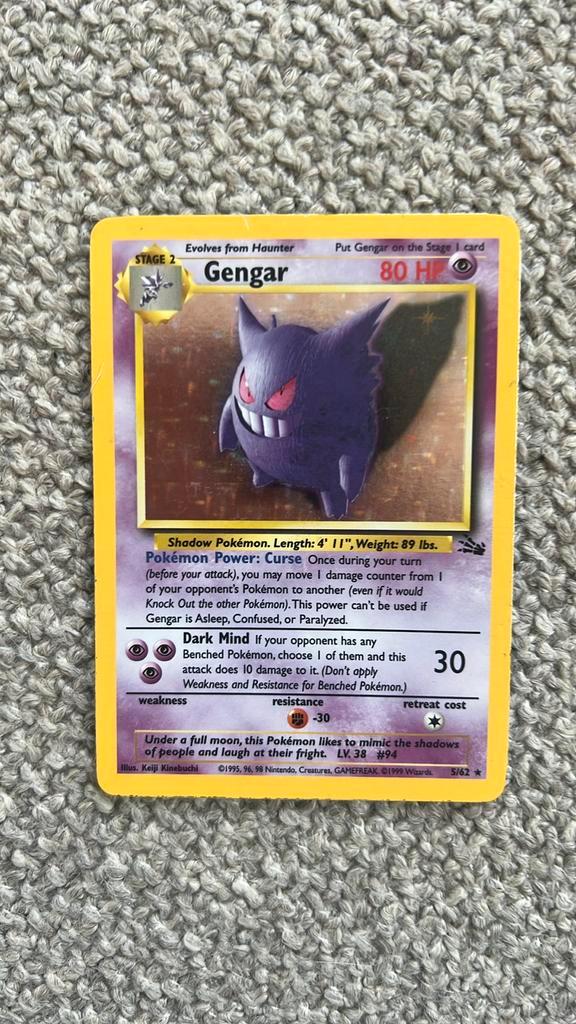 Pokémon Fossil Set HOLO GENGAR - Stage 2 - TOP Staat!, Hobby en Vrije tijd, Verzamelkaartspellen | Pokémon, Zo goed als nieuw