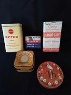 Vijf oude vintage blikjes, Ophalen of Verzenden, Gebruikt, Overige merken