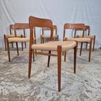 6x Niels Møller vintage Deense eetkamerstoel Nieuw papercord, Ophalen, Scandinavisch, Bramin, Wegner, Mid Century Danish, Gebruikt