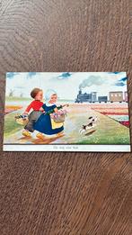 Op weg naar huis. Tulpenvelden,hondje, trein. Klederdracht, Ophalen of Verzenden, 1920 tot 1940, Gelopen, Kinderen