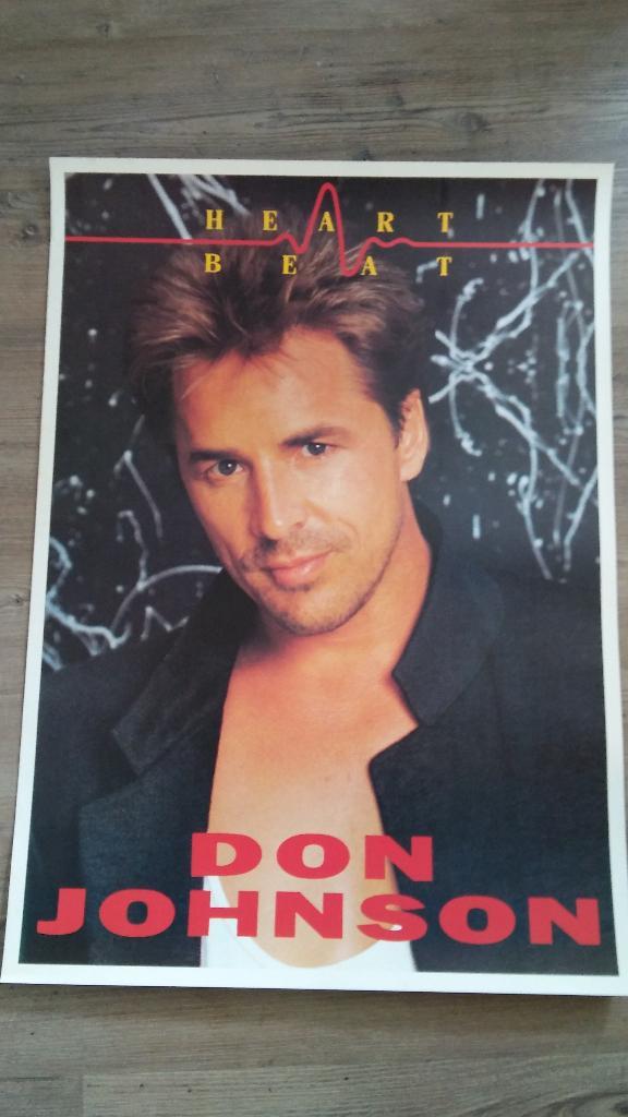 Don Johnson Heart Beat muziek artiest vintage poster acteur, Verzamelen, Film en Tv, Gebruikt, Poster, Ophalen of Verzenden