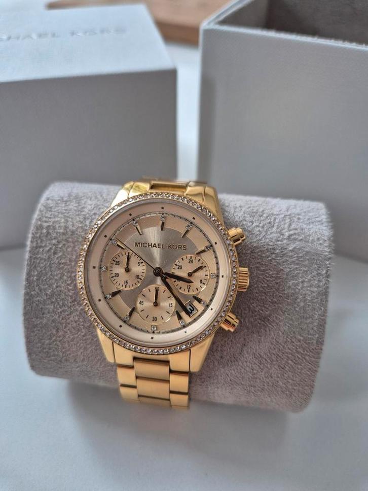 Michael Korss Bryant horloge met strass steentjes, Sieraden, Tassen en Uiterlijk, Horloges | Dames, Zo goed als nieuw, Polshorloge