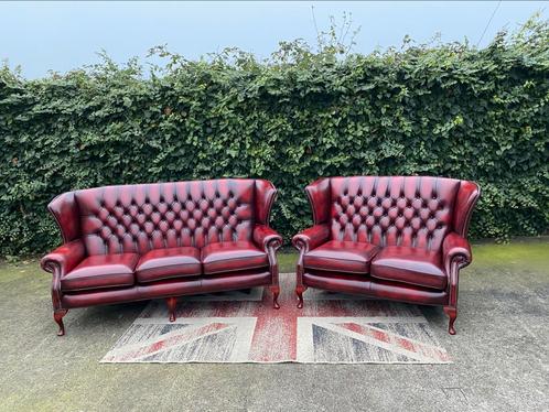 Chesterfield orginele Engelse Springvale 3+2 zits bankstel, Huis en Inrichting, Banken | Bankstellen, Gebruikt, Rechte bank, Overige maten