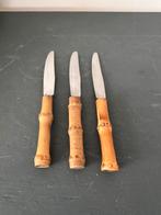 Vintage botermesjes met bamboe handvat – stainless steel, Ophalen of Verzenden, Zo goed als nieuw, Rvs of Chroom