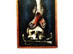 Opaline kruisbeeld / crucifix Christus kruis onderin schedel, Ophalen of Verzenden