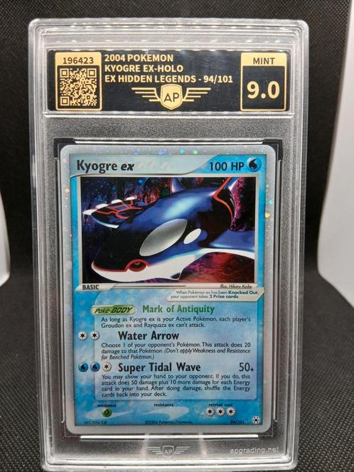 Kyogre ex Hidden Legends 2004 - AP 9.0, Hobby en Vrije tijd, Verzamelkaartspellen | Pokémon, Zo goed als nieuw, Losse kaart, Foil