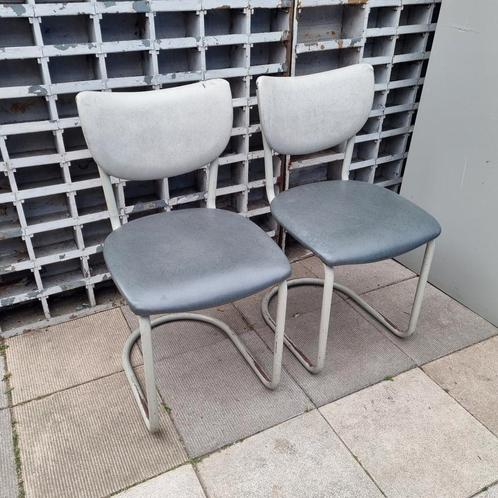 Comfortabele Gispen stoelen , type de Wit van ca 1950, Huis en Inrichting, Stoelen, Gebruikt, Wit, Ophalen