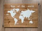 Wandbord wereldkaart hout 78 x 55 cm, Ophalen, Zo goed als nieuw