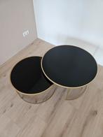 Twee zwart, glazen salontafels van Goossens wonen rond, Rond, 75 cm of meer, Ophalen, 45 tot 60 cm