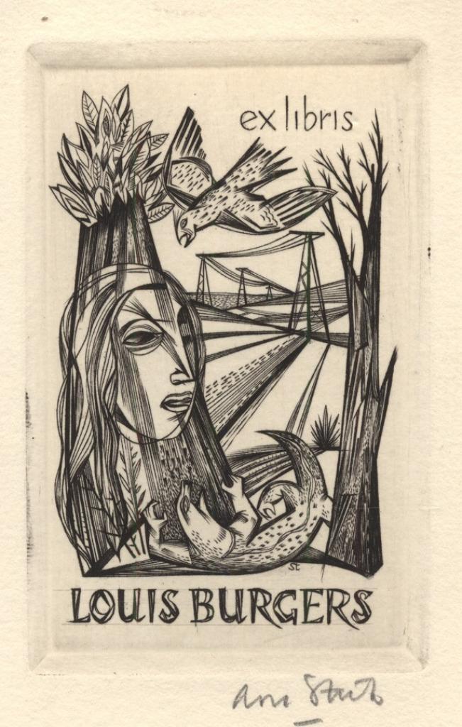 0706 Ex Libris Nederland : Lou Strik, 1956, Antiek en Kunst, Kunst | Etsen en Gravures, Verzenden