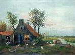 Olieverf landschap van kunstenaar J.H.P. Hoppe. 100 cm br., Antiek en Kunst, Ophalen