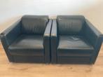 Twee nette zwart leren Montel fauteuils, Huis en Inrichting, Fauteuils, Gebruikt, Ophalen of Verzenden, 50 tot 75 cm, Leer
