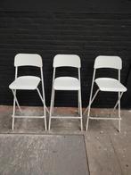 Drie witte inklapbare barkrukken, Huis en Inrichting, Barkrukken, 3 krukken, Ophalen, Zo goed als nieuw, 60 tot 90 cm