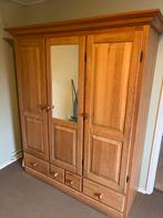 Grote Houten Kast met Spiegel, Huis en Inrichting, Kasten | Kledingkasten, Ophalen, Gebruikt, Eikenhout, Met lade(s)