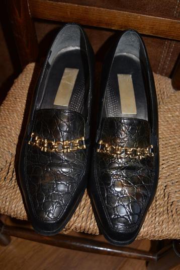 salamander, mooie zwart leren instappers met ketting, mt 6 beschikbaar voor biedingen