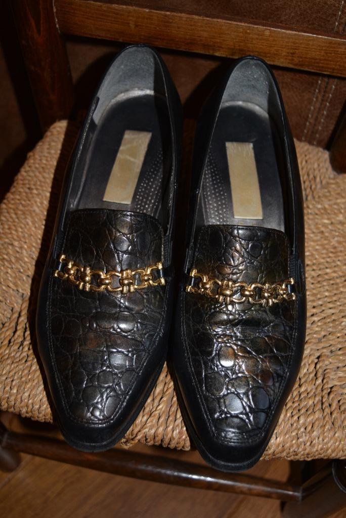 salamander, mooie zwart leren instappers met ketting, mt 6, Kleding | Dames, Schoenen, Zo goed als nieuw, Instappers, Bruin, Ophalen of Verzenden