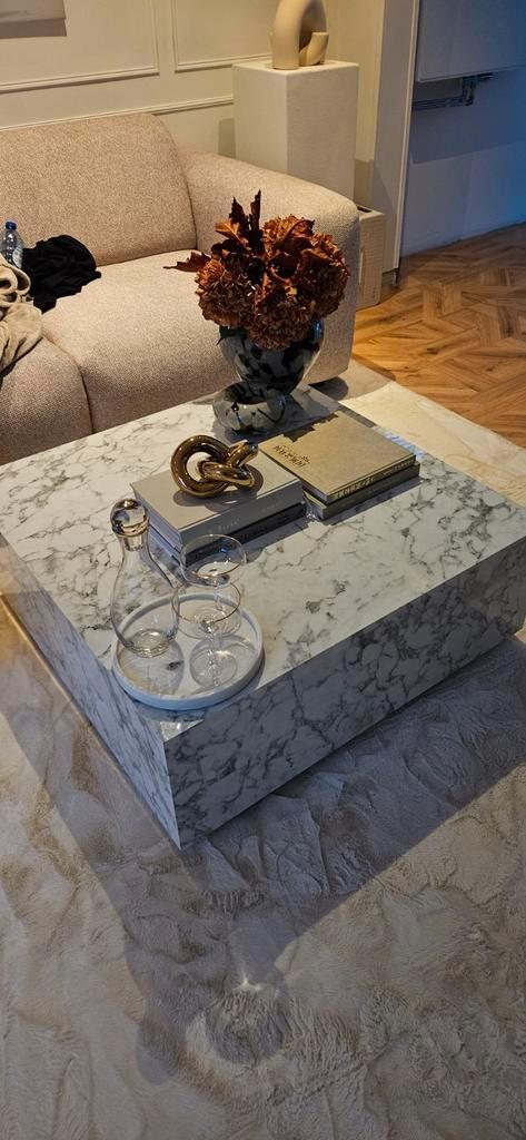 WestWing Lesly Salontafel Marmerlook, Huis en Inrichting, Tafels | Salontafels, Zo goed als nieuw, Minder dan 50 cm, 50 tot 100 cm
