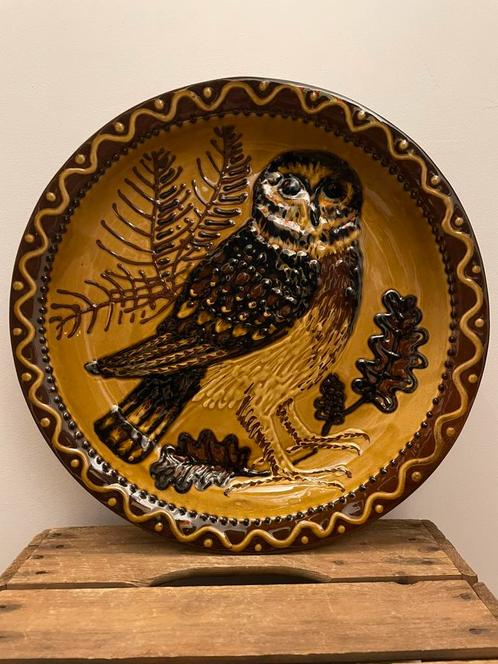 Jean Hampton Studio Pottery | UK | wandbord met uil | 1978, Antiek en Kunst, Antiek | Keramiek en Aardewerk, Ophalen of Verzenden