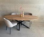 OPRUIMING: ovale houten eettafel (s) massief rustiek eiken, Ophalen, 100 tot 150 cm, Eikenhout, Vijf personen of meer