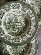 Vintage Engelse groene diepe borden | set van 4, Antiek en Kunst, Ophalen of Verzenden