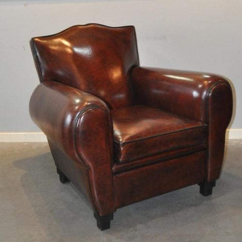Nieuwe Art Deco schapenleren fauteuil Lounge Atelier, Huis en Inrichting, Fauteuils, Nieuw, Leer, 75 tot 100 cm, Ophalen