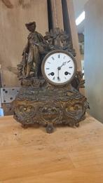 Antieke Franse Pendule met Bronzen Beeld, Antiek en Kunst, Antiek | Klokken, Ophalen of Verzenden
