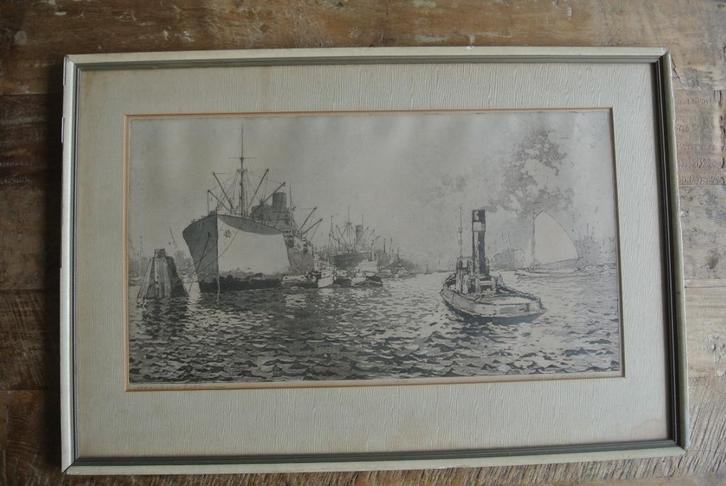 39,00 Ets Gerard Schouten Maashaven Rotterdam  Opsturen lees, Antiek en Kunst, Kunst | Schilderijen | Klassiek, Ophalen