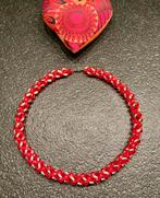 Vintage roze kralen ketting met zilverkleurige details, Sieraden, Tassen en Uiterlijk, Kettingen, Verzenden, Zo goed als nieuw