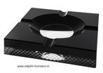 ANGELO SIGAARASBAK CRYSTAL BLACK 4 LEGGERS- 20x20x4 cm sab13, Verzenden, Nieuw, Asbak