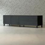 tv dressoir zwart eiken fineer 209cm **hotel chique**, Ophalen of Verzenden, 200 cm of meer, 25 tot 50 cm, Hotel chique