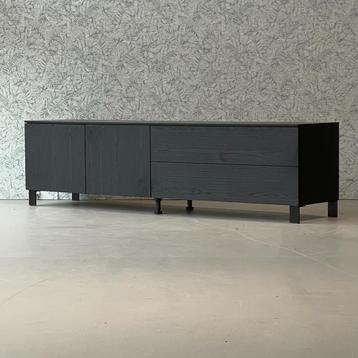 tv dressoir zwart eiken fineer 209cm **hotel chique**