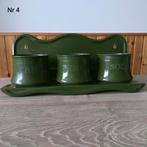 EMAILLE DONKER GROEN ZAND ZEEP EN SODA MET REKJE., Antiek en Kunst, Antiek | Emaille, Ophalen of Verzenden