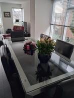 RVS tafel met glasplaat, m. KLOTZ, ook v. buiten. 220x90 cm, Huis en Inrichting, Tafels | Eettafels, 200 cm of meer, Zo goed als nieuw