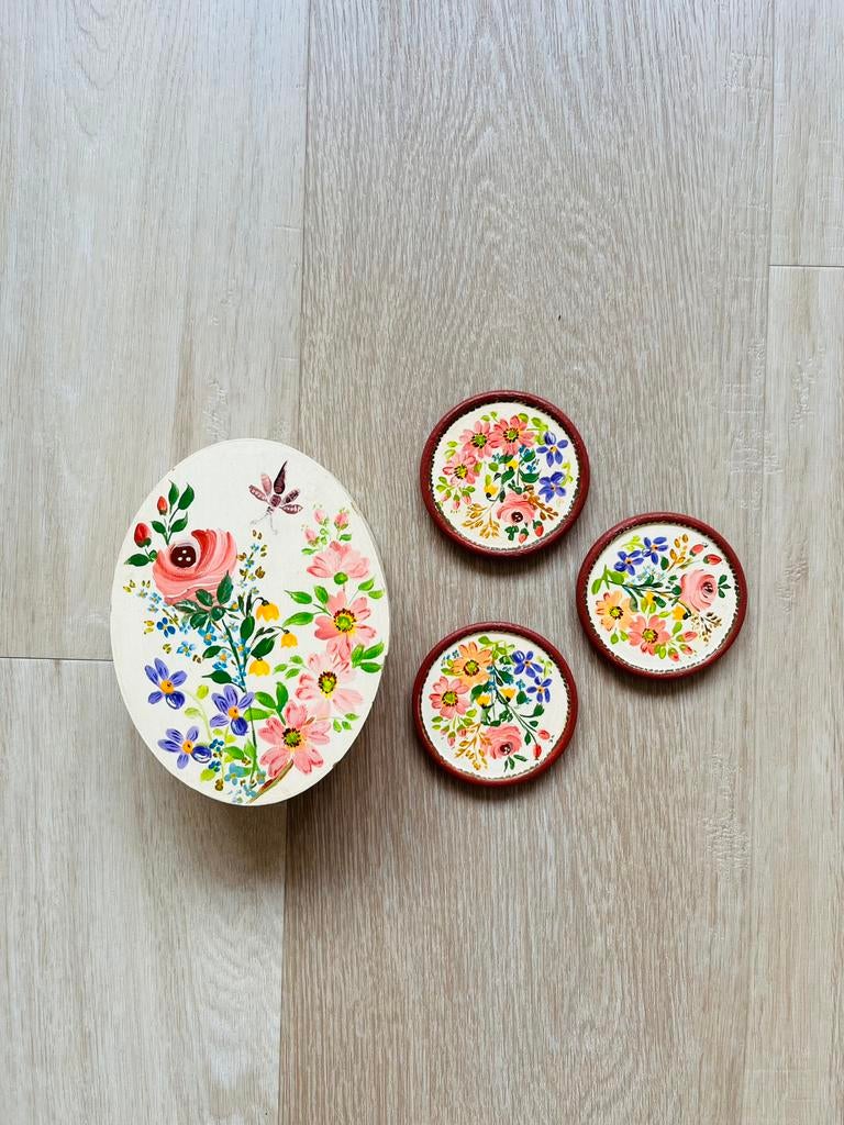 Vintage onderzetters anna nina handpainted, Huis en Inrichting, Woonaccessoires | Onderzetters, Zo goed als nieuw, Ophalen of Verzenden