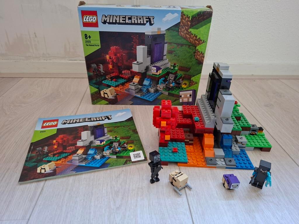 Lego minecraft 21172 'the ruined portal', Ophalen of Verzenden, Zo goed als nieuw, Complete set, Lego