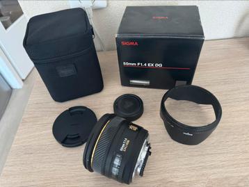 Sigma 50mm 1.4 EX DG Portret lens voor Nikon   beschikbaar voor biedingen