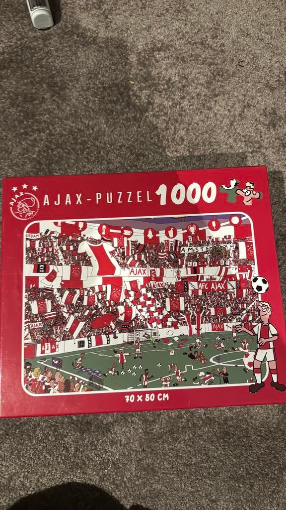 Ajax puzzel 1000 stukjes 70 x 50 cm, Ophalen, 500 t/m 1500 stukjes, Zo goed als nieuw