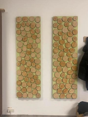 Houten Wanddecoratie - Set van 2 beschikbaar voor biedingen