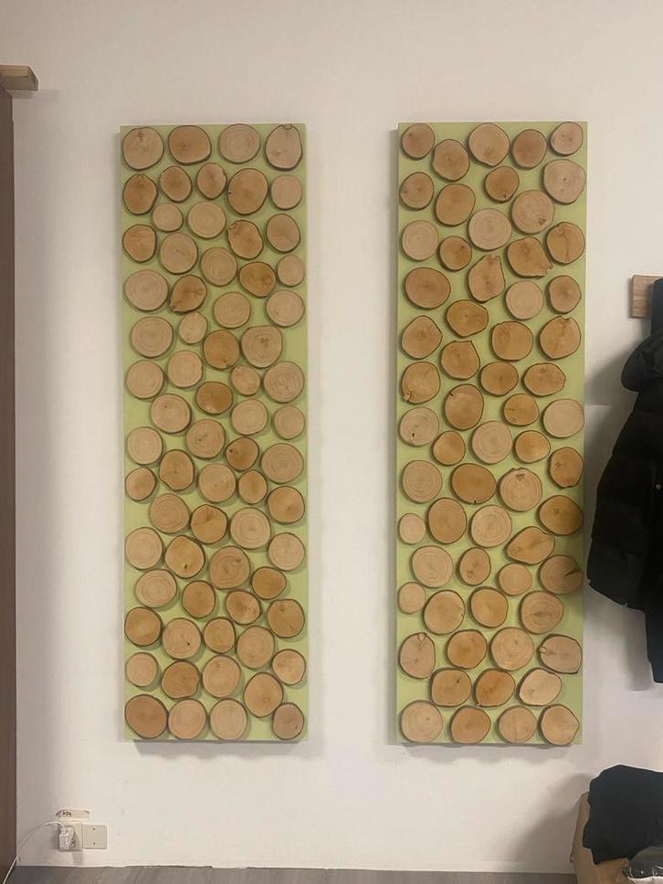 Houten Wanddecoratie - Set van 2, Huis en Inrichting, Woonaccessoires | Wanddecoraties, Zo goed als nieuw, Ophalen