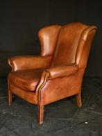 Grote oorfauteuil in cognac leder, Huis en Inrichting, Fauteuils, Ophalen, Gebruikt, Engels / Klassiek / Oorfauteuil, 75 tot 100 cm