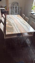 Marmor tafel met rvs onderstel 240x100x75, 200 cm of meer, Zo goed als nieuw, Rechthoekig, 50 tot 100 cm